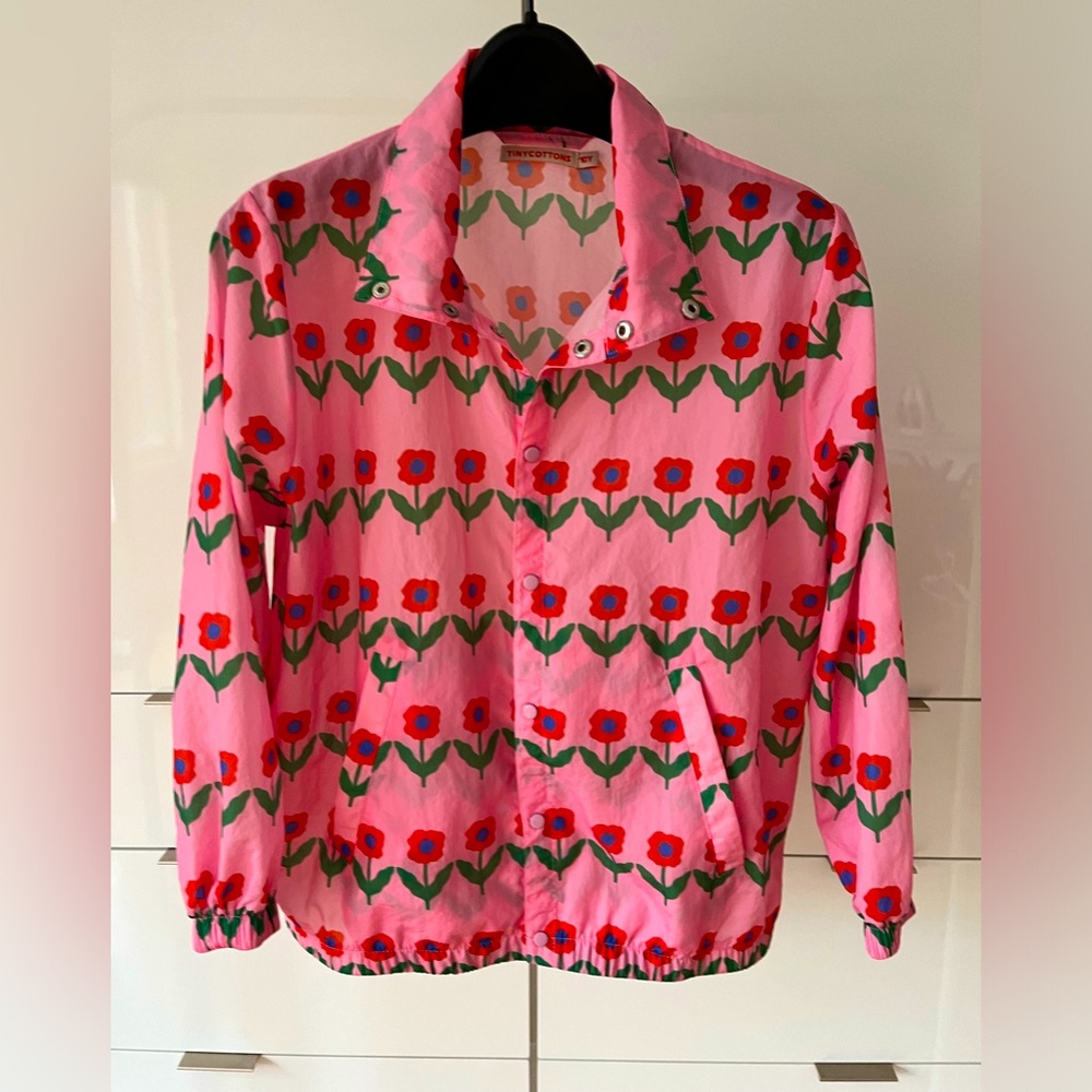 Kids Pink Floral Windbreaker Jacket - Tinycottons